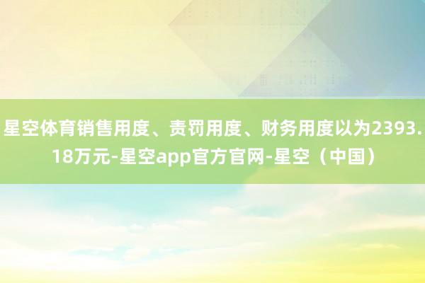 星空体育销售用度、责罚用度、财务用度以为2393.18万元-星空app官方官网-星空（中国）